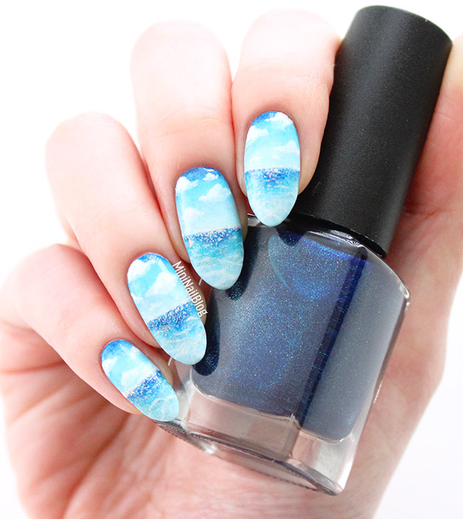 Sky Blue Nails with Black Moustache Nail Art by inginging on DeviantArt